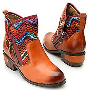 Kayla Embroidered Ankle Bootie - Leather